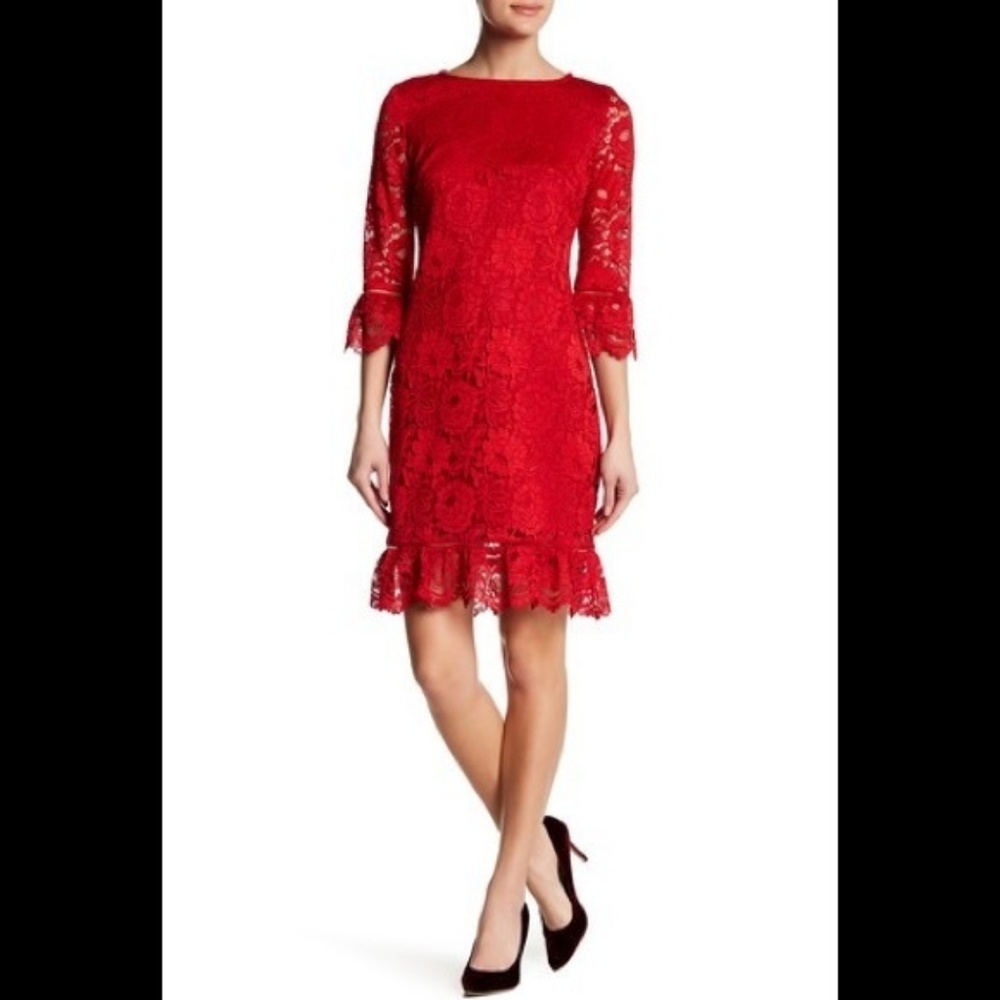 NWT Donna Ricco New York red lace dress